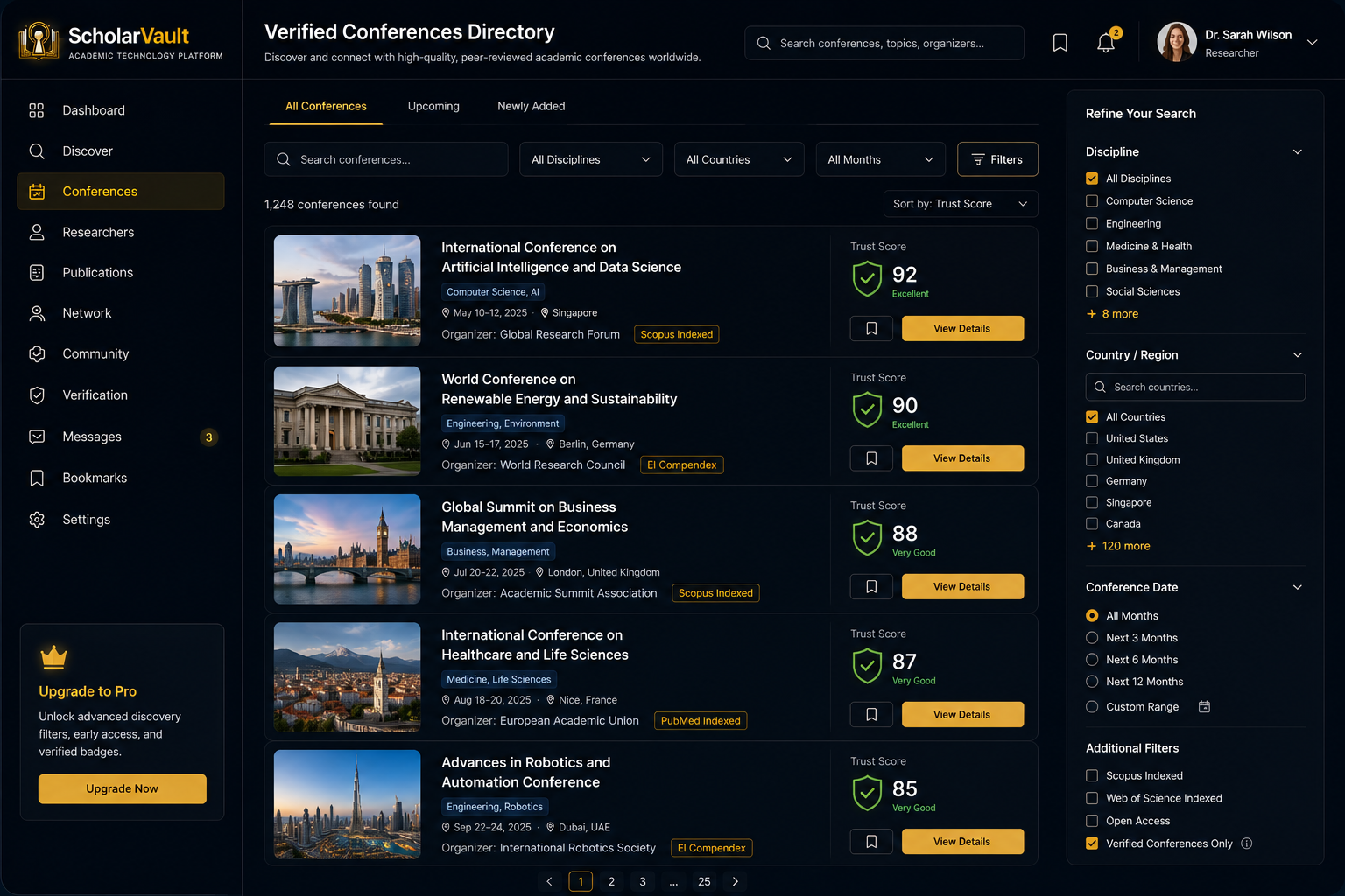 Conference Listing Page